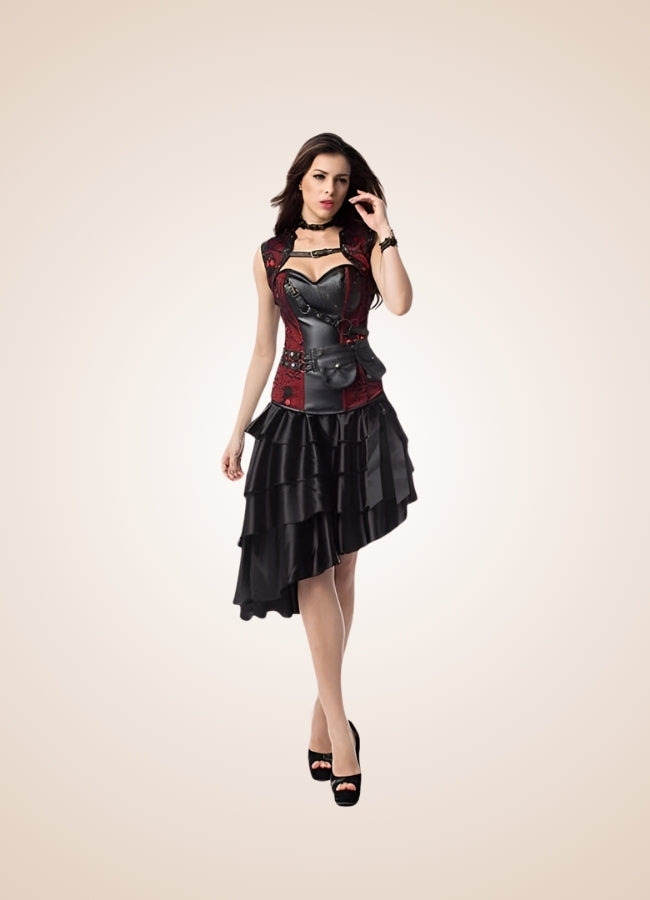 Black Red Steampunk Corset Dress Red / 4XL black-red-steampunk-corset-dress-red