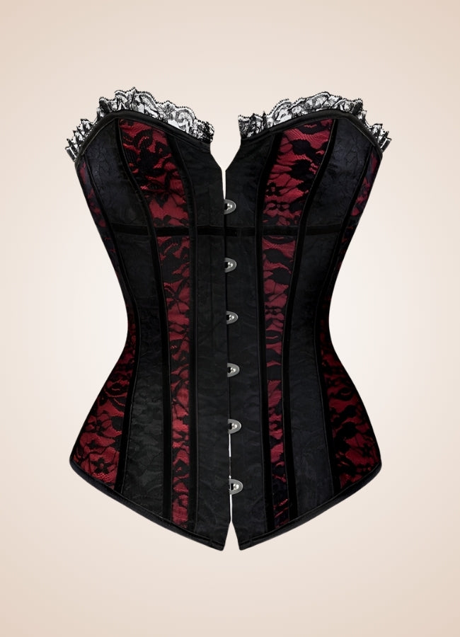 Black Red Steampunk Overbust Corset Red / 4XL black-red-steampunk-overbust-corset-red