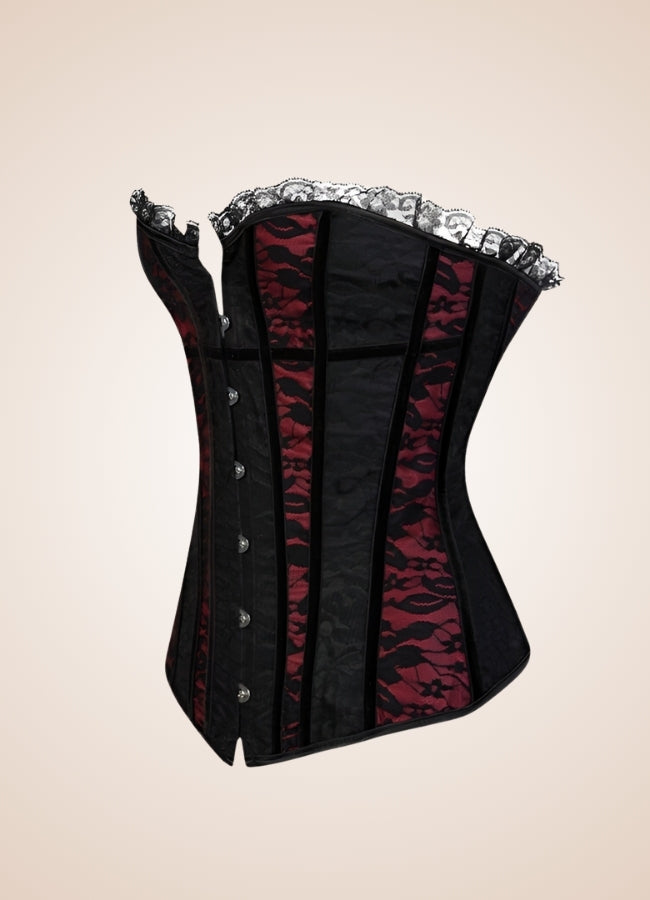 Black Red Steampunk Overbust Corset Red / 4XL black-red-steampunk-overbust-corset-red