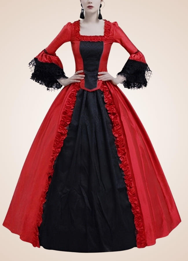 Black Red Victorian Steampunk Dress Red / 3XL black-red-victorian-steampunk-dress-red