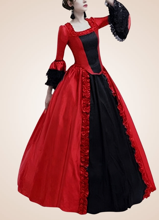 Black Red Victorian Steampunk Dress Red / 3XL black-red-victorian-steampunk-dress-red