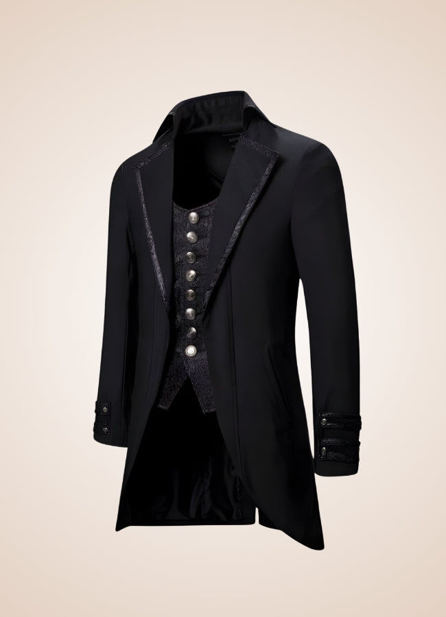 Black Redingote Steampunk Jacket Black / 3XL black-redingote-steampunk-jacket-black