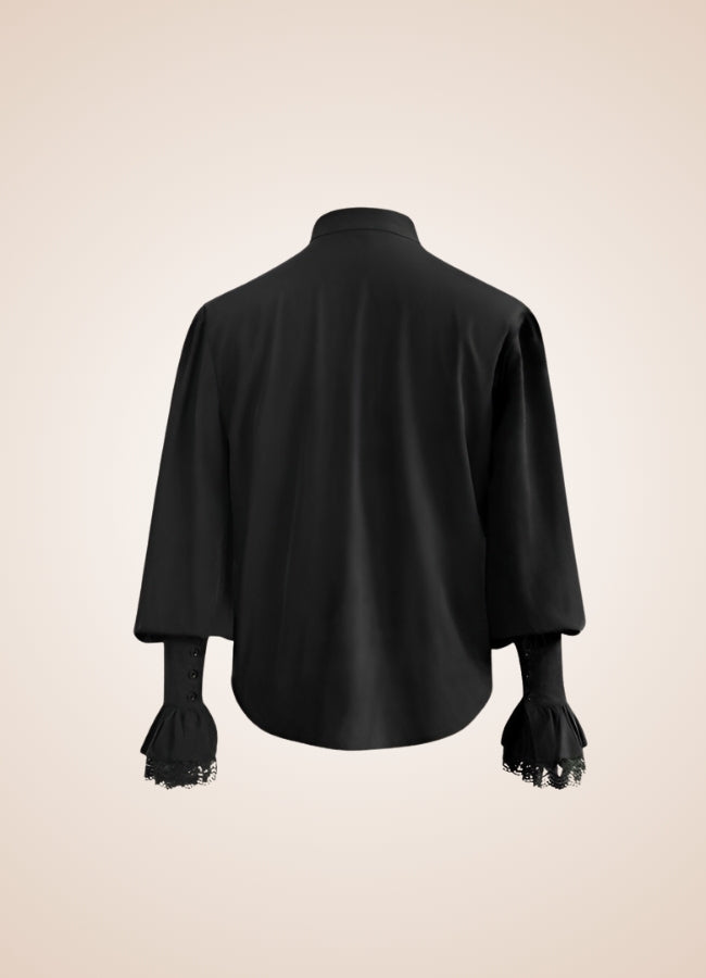 Black Ruffled Medieval Shirt Black / XL black-ruffled-medieval-shirt-black