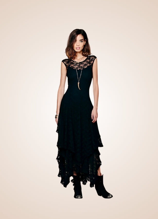 Black Steampunk Long Dress Black / L black-steampunk-long-dress-black