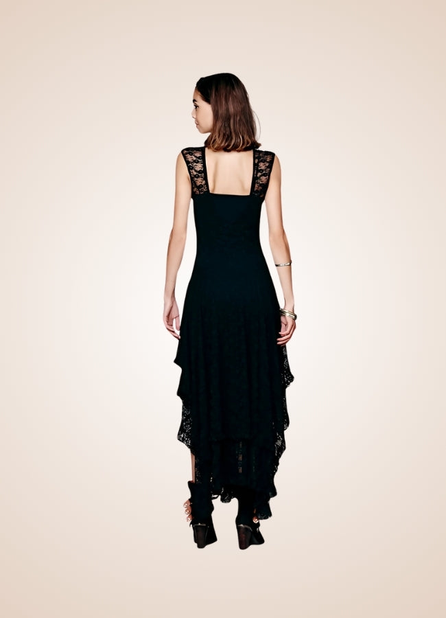 Black Steampunk Long Dress Black / L black-steampunk-long-dress-black