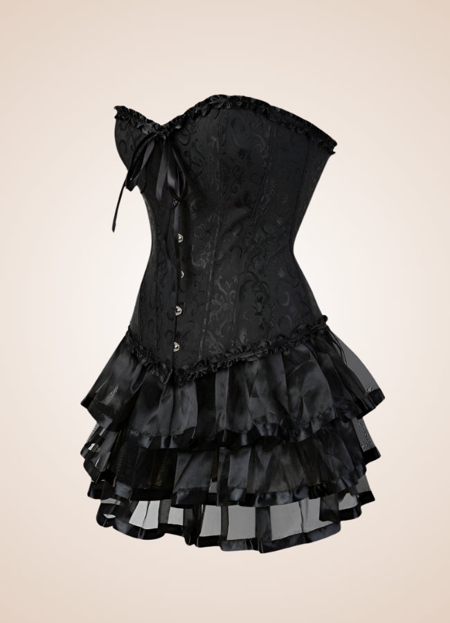 Black Steampunk Overbust Corset Dress Black / 5XL black-steampunk-overbust-corset-dress-black