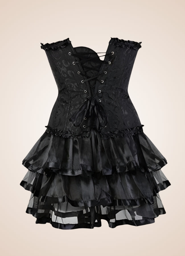 Black Steampunk Overbust Corset Dress Black / 5XL black-steampunk-overbust-corset-dress-black