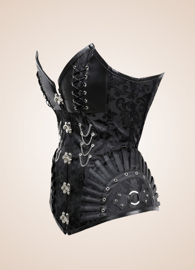 Black Steampunk Pirate Corset Black / XL black-steampunk-pirate-corset-black