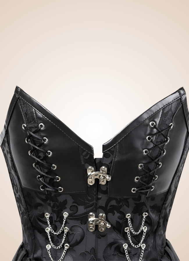 Black Steampunk Pirate Corset Black / XL black-steampunk-pirate-corset-black