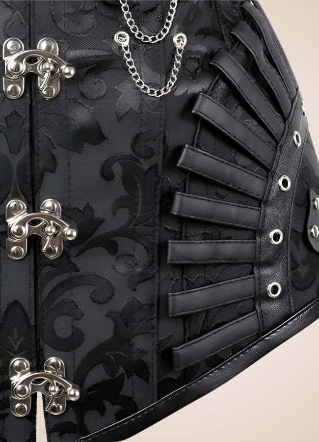 Black Steampunk Pirate Corset Black / XL black-steampunk-pirate-corset-black