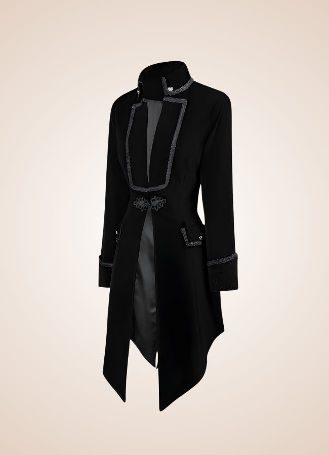 Black Steampunk Trench Coat Black / XL black-steampunk-trench-coat-black