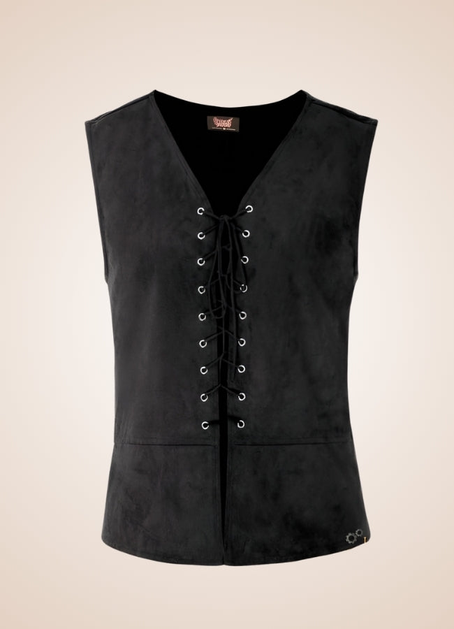 Black Suede Steampunk Flak Jacket Vest Black / 3XL black-suede-steampunk-flak-jacket-vest-black