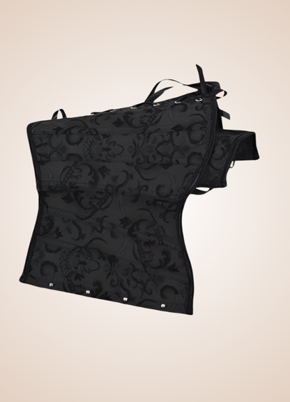 Corset steampunk noir sous la poitrine