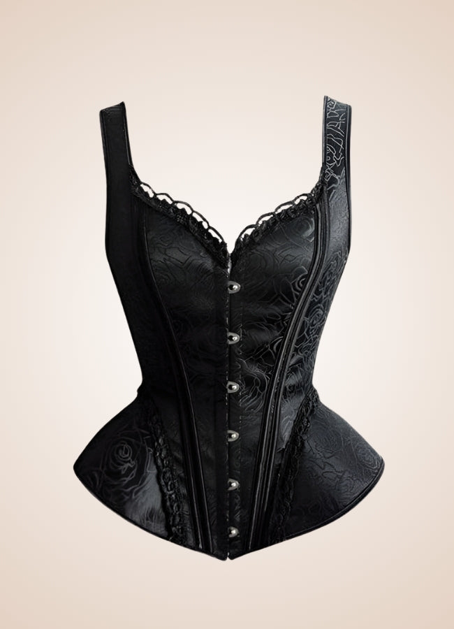 Black Victorian Steampunk Corset Black / XL black-victorian-steampunk-corset-black