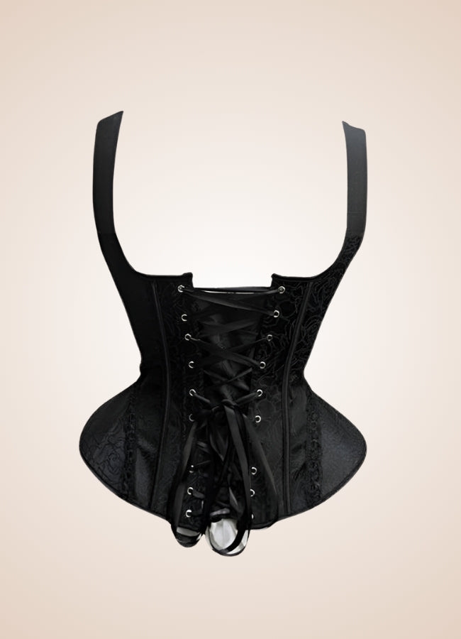 Black Victorian Steampunk Corset Black / XL black-victorian-steampunk-corset-black