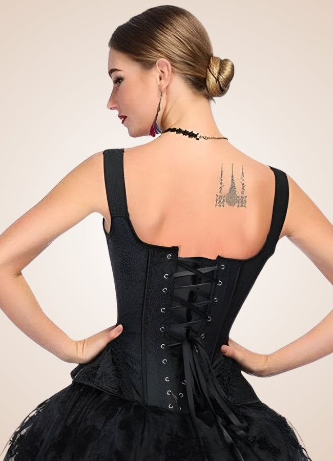 Black Victorian Steampunk Corset Black / XL black-victorian-steampunk-corset-black