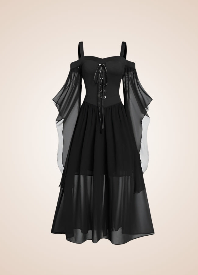 Black Victorian Steampunk Dress Black / 4XL black-victorian-steampunk-dress-black