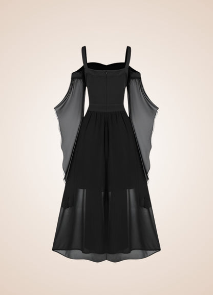Black Victorian Steampunk Dress Black / 4XL black-victorian-steampunk-dress-black