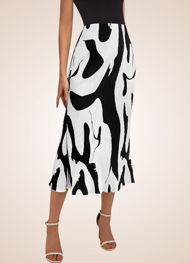 Black White Long Midi Skirt Black White / XL black-white-long-midi-skirt-black-white