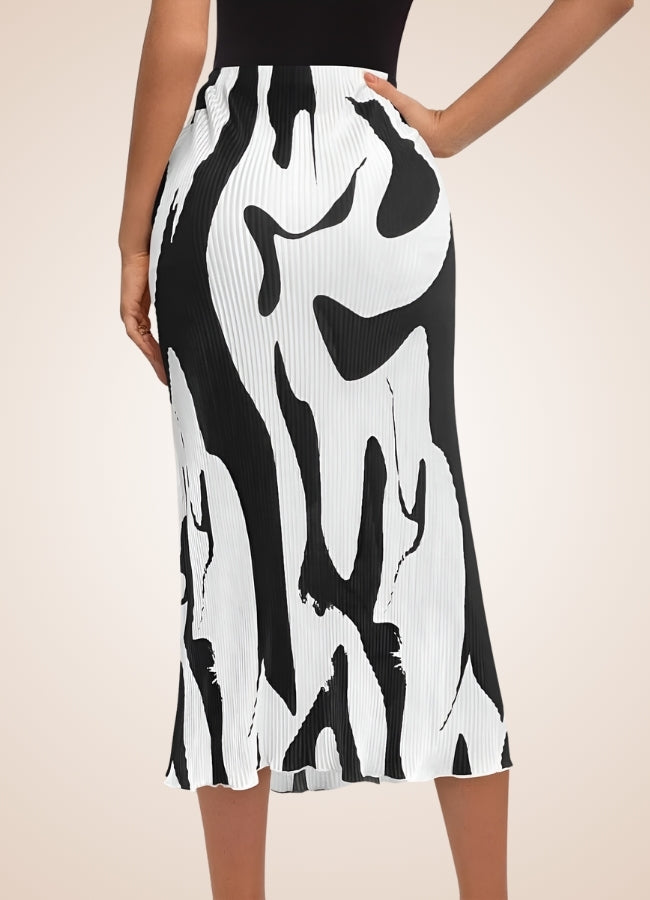 Black White Long Midi Skirt Black White / XL black-white-long-midi-skirt-black-white