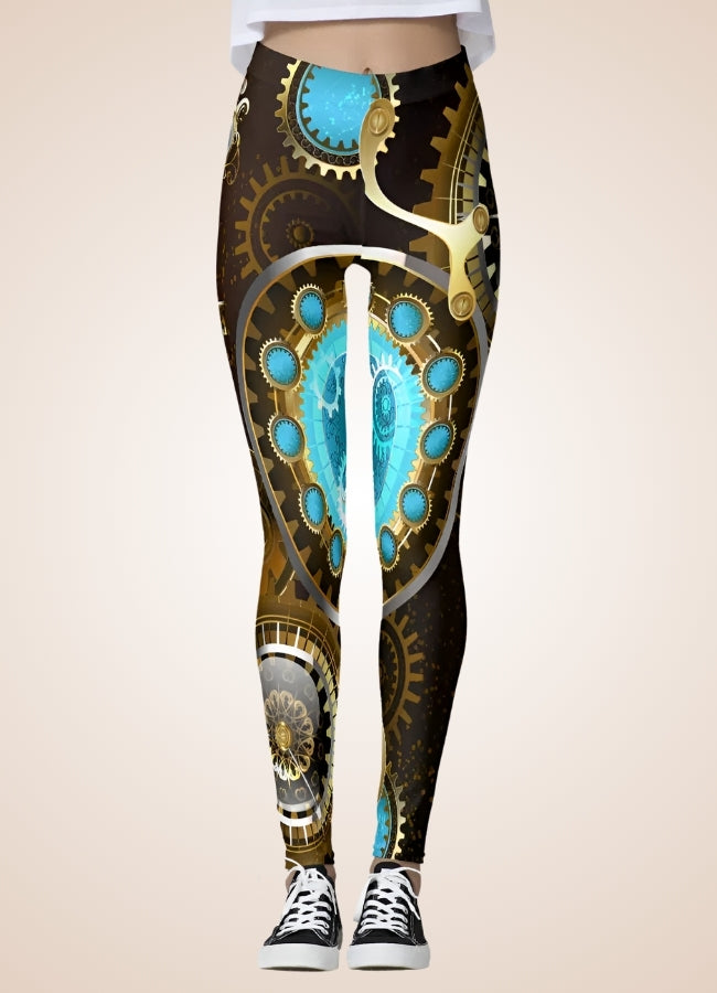 Blue Steampunk Gear Legging Blue / L blue-steampunk-gear-legging-blue