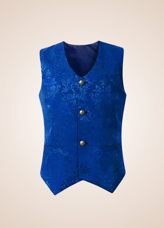 Blue Steampunk V Neck Vest Blue / XL blue-steampunk-v-neck-vest-blue