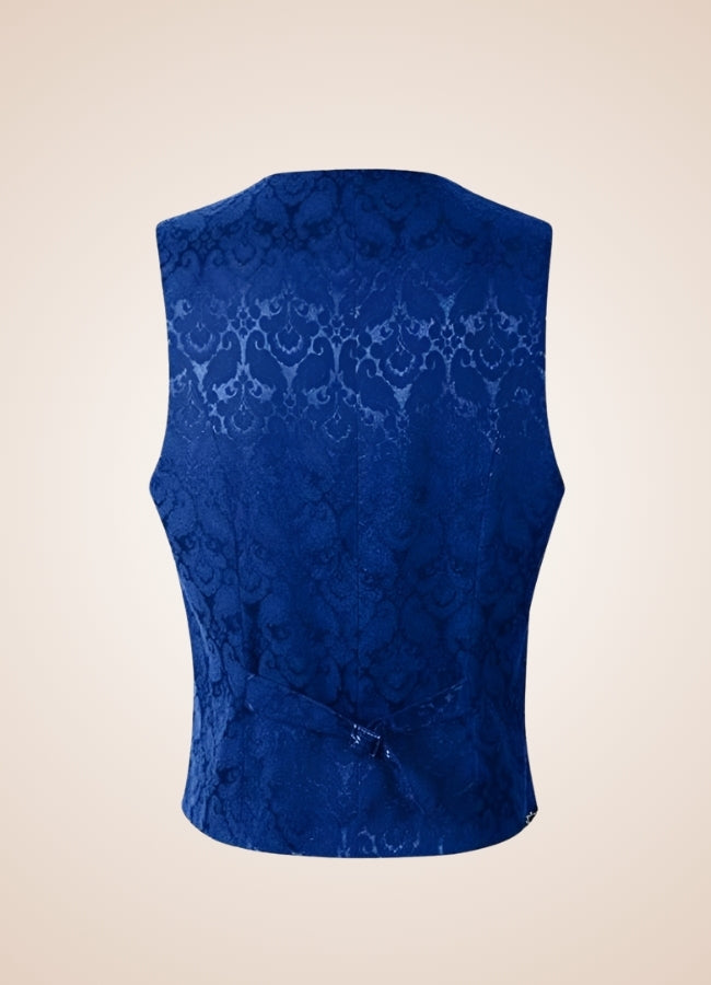 Blue Steampunk V Neck Vest Blue / XL blue-steampunk-v-neck-vest-blue