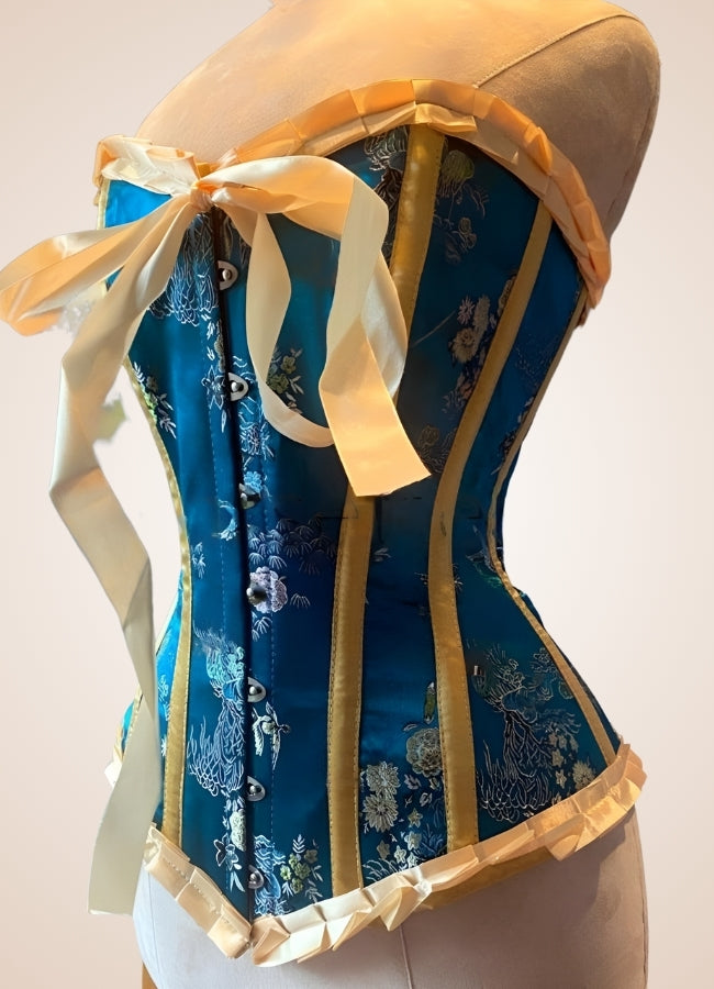 Blue Victorian Style Steampunk Corset Blue / 38.0 blue-victorian-style-steampunk-corset-blue