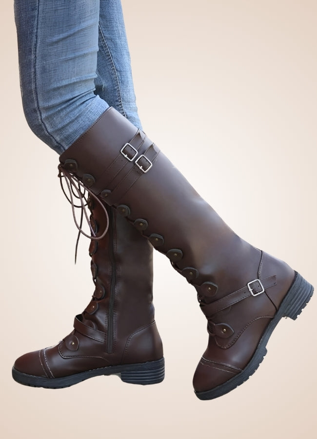 Brown Steampunk Buckles Boots Brown / 12.5 brown-steampunk-buckles-boots-brown