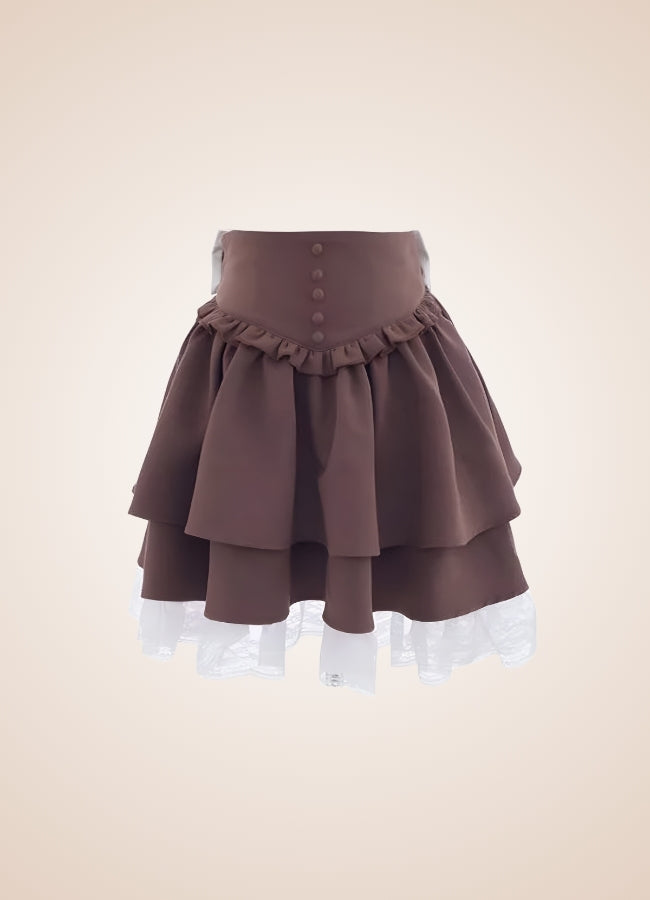 Brown Steampunk Lolita Skirt Brown / L brown-steampunk-lolita-skirt-brown