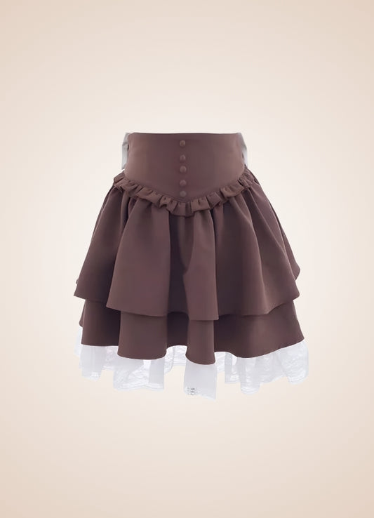 Brown Steampunk Lolita Skirt Brown / L brown-steampunk-lolita-skirt-brown