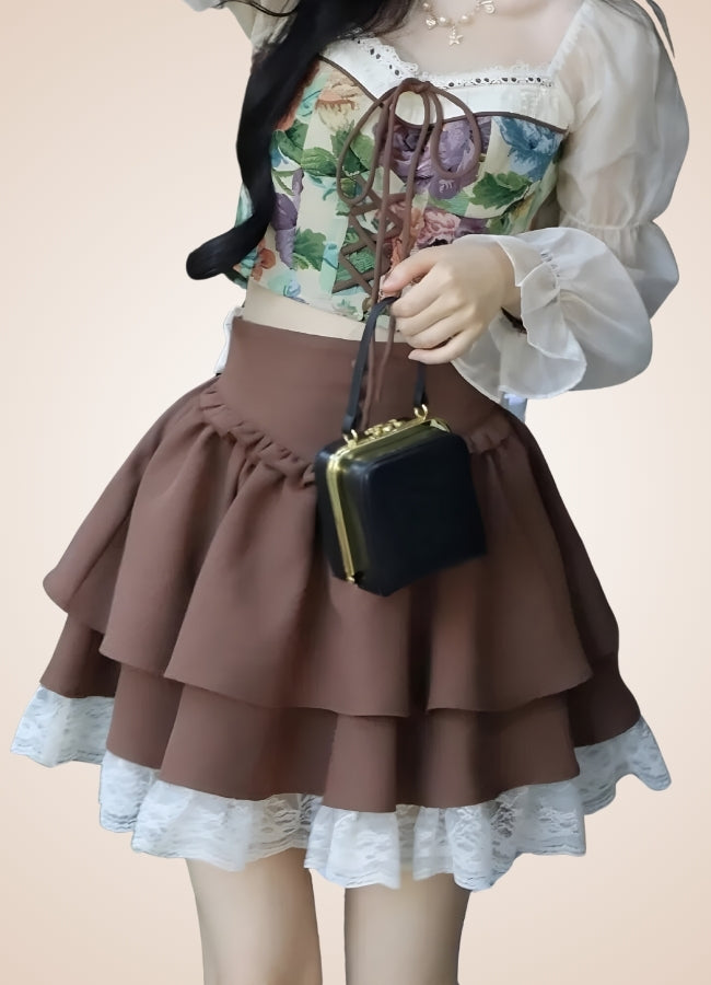 Brown Steampunk Lolita Skirt Brown / L brown-steampunk-lolita-skirt-brown