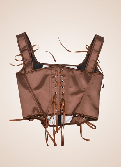 Brown Steampunk Medieval Lace Corset Brown / 2XS brown-steampunk-medieval-lace-corset-brown