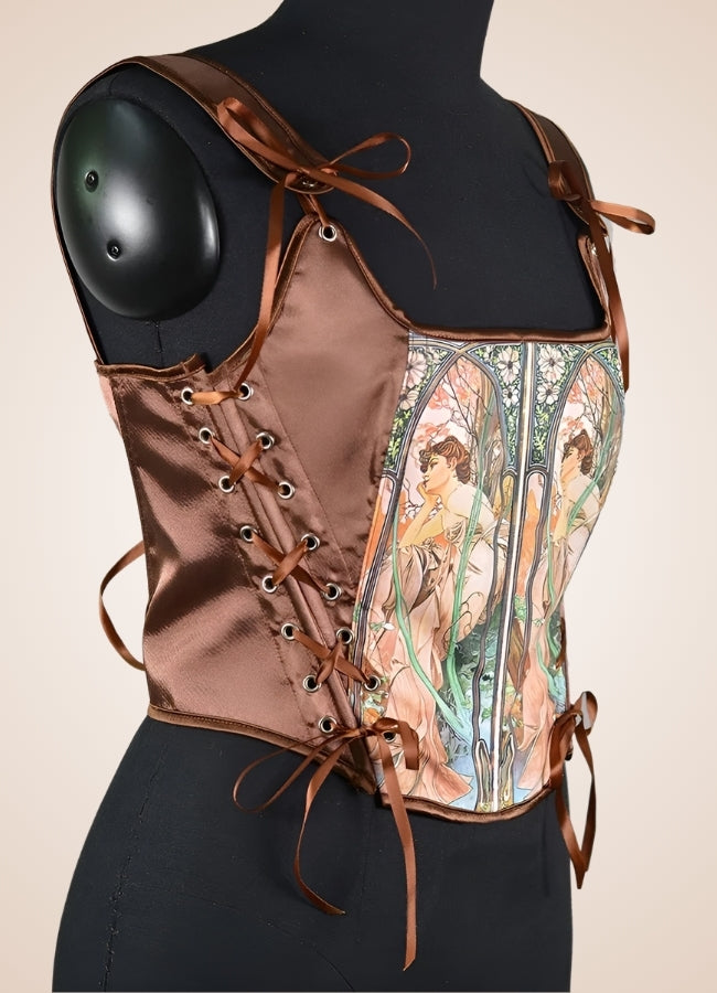 Brown Steampunk Medieval Lace Corset Brown / 2XL brown-steampunk-medieval-lace-corset-brown