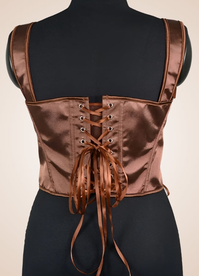 Brown Steampunk Medieval Lace Corset Brown / 2XL brown-steampunk-medieval-lace-corset-brown