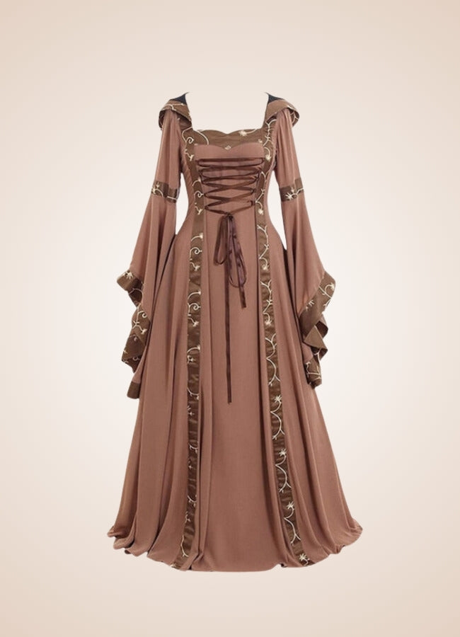 Brown Steampunk Medieval Long Dress Khaki / 4XL brown-steampunk-medieval-long-dress-khaki