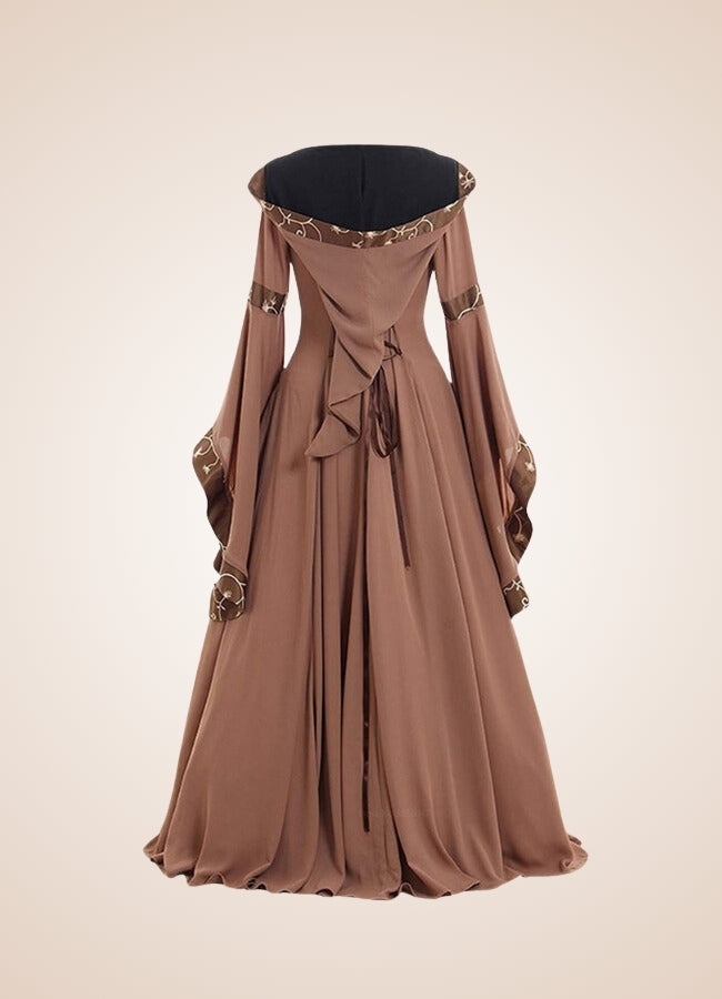 Brown Steampunk Medieval Long Dress Khaki / 4XL brown-steampunk-medieval-long-dress-khaki