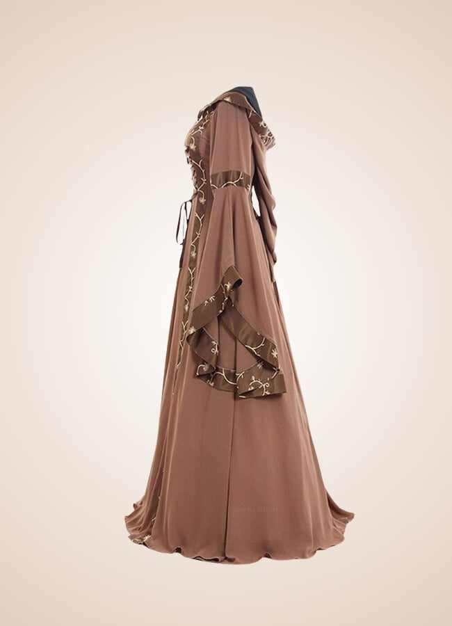 Brown Steampunk Medieval Long Dress Khaki / 4XL brown-steampunk-medieval-long-dress-khaki