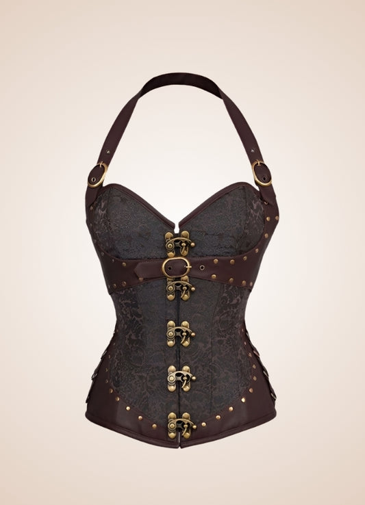 Brown Steampunk Pirate Corset Brown / XL brown-steampunk-pirate-corset-brown