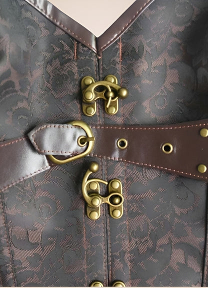 Brown Steampunk Pirate Corset Brown / XL brown-steampunk-pirate-corset-brown