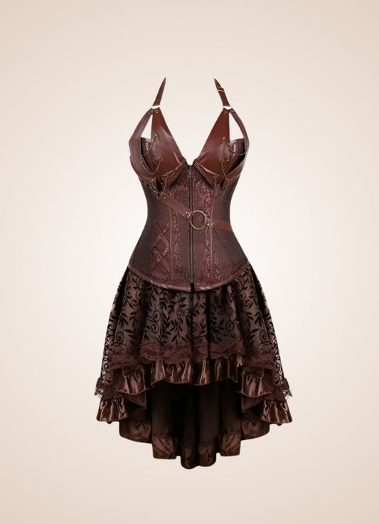 Brown Steampunk Pirate Dress Brown / 5XL brown-steampunk-pirate-dress-brown