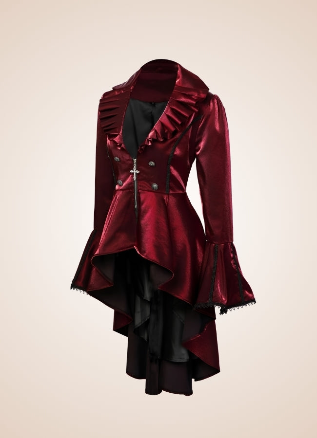 Classic Victorian Steampunk Women's Coat Red / XL classic-victorian-steampunk-womens-coat-red