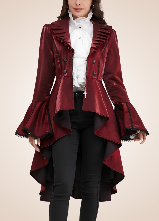 Classic Victorian Steampunk Women's Coat Red / XL classic-victorian-steampunk-womens-coat-red