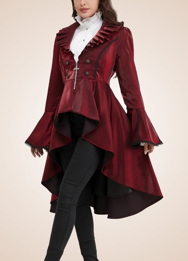 Classic Victorian Steampunk Women's Coat Red / XL classic-victorian-steampunk-womens-coat-red