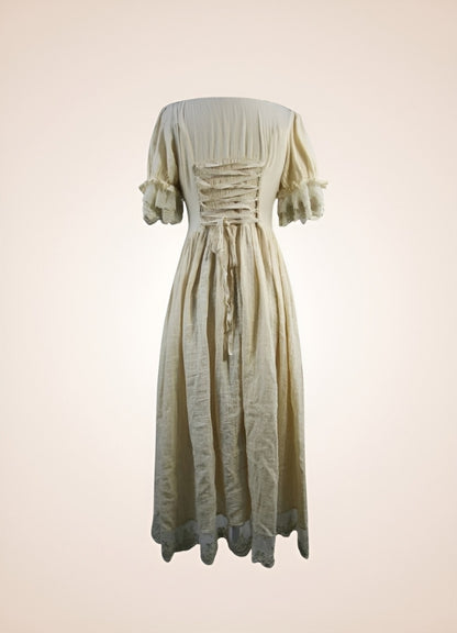 Creamy White Steampunk Dress Beige / 2XL creamy-white-steampunk-dress-beige