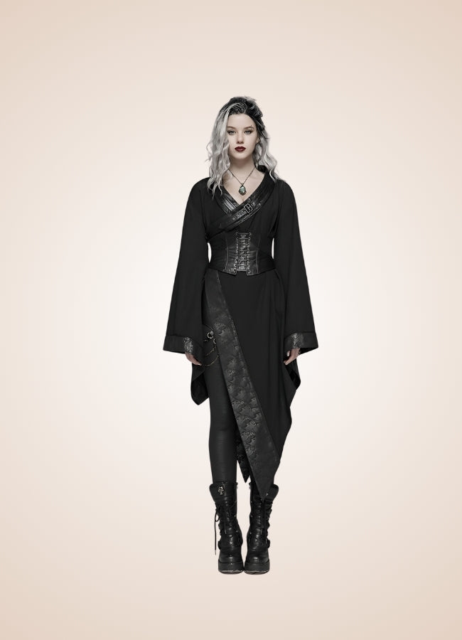 Dark Goth Punk Long Dress Black / L-XL dark-goth-punk-long-dress-black