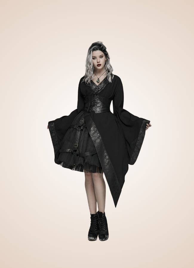 Dark Goth Punk Long Dress Black / L-XL dark-goth-punk-long-dress-black