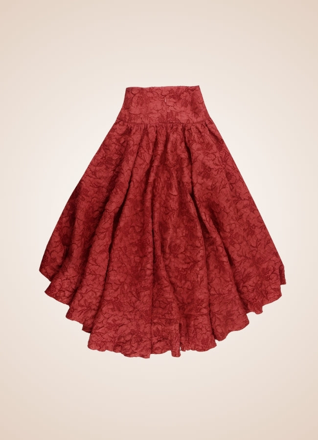 Double Layer Pleated Steampunk Skirt Red / M double-layer-pleated-steampunk-skirt-red