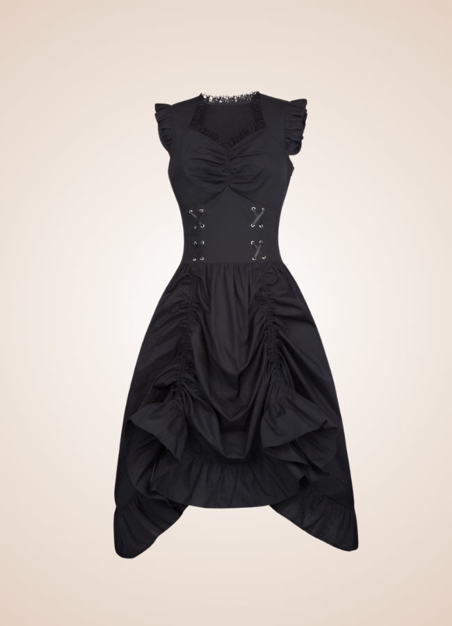 Elegant V Neck Steampunk Dress Black / 2XL elegant-v-neck-steampunk-dress-black