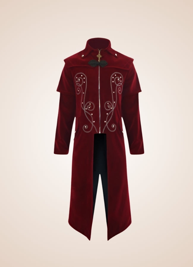 Embroidered Steampunk Frock Coat Red / XL embroidered-steampunk-frock-coat-red